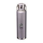Bouteille en inox recyclé à double paroi avec bouchon à vis 650 ml couleur gris vue avec impression sérigraphique