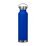 Bouteille en inox recyclé à double paroi avec bouchon à vis 650 ml couleur bleu roi troisième vue frontale