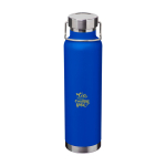 Bouteille en inox recyclé à double paroi avec bouchon à vis 650 ml couleur bleu roi vue avec impression sérigraphique