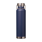 Bouteille en inox recyclé à double paroi avec bouchon à vis 650 ml couleur bleu marine deuxième vue frontale