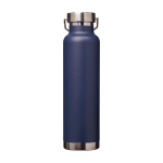 Bouteille en inox recyclé à double paroi avec bouchon à vis 650 ml couleur bleu marine deuxième vue arrière