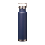 Bouteille en inox recyclé à double paroi avec bouchon à vis 650 ml couleur bleu marine troisième vue frontale