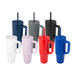 Gobelet isotherme avec paille en silicone et anti-éclaboussures 900 ml couleur rouge deuxième vue en couleurs