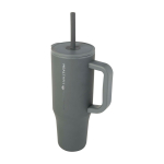 Gobelet isotherme avec paille en silicone et anti-éclaboussures 900 ml couleur gris vue impression avec logo 2