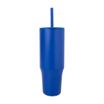 Gobelet isotherme avec paille en silicone et anti-éclaboussures 900 ml couleur bleu roi deuxième vue frontale