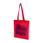 Tote bag en coton recyclé et RPET 7 L 140 g/m² couleur rouge vue impression sérigraphique