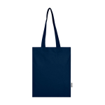 Tote bag en coton recyclé et RPET 7 L 140 g/m² couleur bleu marine deuxième vue frontale