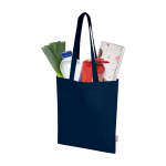 Tote bag en coton recyclé et RPET 7 L 140 g/m² couleur bleu marine deuxième vue