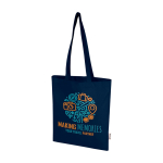 Tote bag en coton recyclé et RPET 7 L 140 g/m² couleur bleu marine vue impression sérigraphique