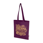 Tote bag en coton recyclé et RPET 7 L 140 g/m² couleur mauve vue impression sérigraphique