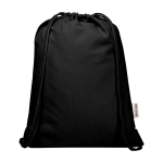 Sac à cordons en coton recyclé et RPET 5 L 140 g/m² couleur noir deuxième vue frontale
