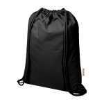 Sac à cordons en coton recyclé et RPET 5 L 140 g/m² couleur noir