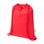 Sac à cordons en coton recyclé et RPET 5 L 140 g/m² couleur rouge
