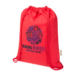 Sac à cordons en coton recyclé et RPET 5 L 140 g/m² couleur rouge vue impression sérigraphique