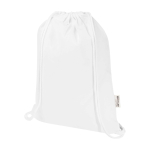 Sac à cordons en coton recyclé et RPET 5 L 140 g/m² couleur blanc