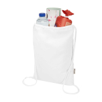 Sac à cordons en coton recyclé et RPET 5 L 140 g/m² couleur blanc deuxième vue
