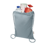 Sac à cordons en coton recyclé et RPET 5 L 140 g/m² couleur gris deuxième vue
