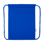 Sac à cordons en coton recyclé et RPET 5 L 140 g/m² couleur bleu roi troisième vue frontale