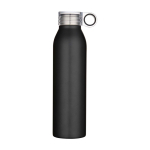 Bouteille en acier inoxydable recyclé avec anse ronde 650 ml couleur noir deuxième vue frontale