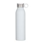 Bouteille en acier inoxydable recyclé avec anse ronde 650 ml couleur blanc deuxième vue frontale