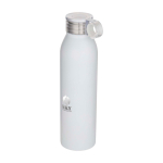 Bouteille en acier inoxydable recyclé avec anse ronde 650 ml couleur blanc vue impression avec logo 2