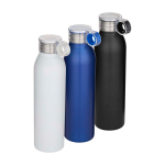 Bouteille en acier inoxydable recyclé avec anse ronde 650 ml couleur blanc deuxième vue en couleurs