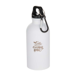 Bouteille mate en acier inoxydable recyclé simple paroi 400 ml couleur blanc vue avec impression sérigraphique