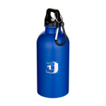 Bouteille mate en acier inoxydable recyclé simple paroi 400 ml couleur bleu roi vue avec impression sérigraphique