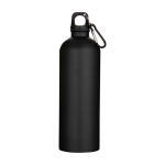 Gourde mate en acier inoxydable recyclé avec mousqueton 750 ml couleur noir deuxième vue frontale
