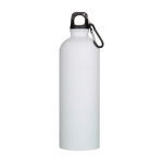 Gourde mate en acier inoxydable recyclé avec mousqueton 750 ml couleur blanc deuxième vue frontale