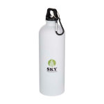 Gourde mate en acier inoxydable recyclé avec mousqueton 750 ml couleur blanc vue avec impression sérigraphique