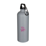 Gourde mate en acier inoxydable recyclé avec mousqueton 750 ml couleur gris vue avec impression sérigraphique