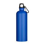 Gourde mate en acier inoxydable recyclé avec mousqueton 750 ml couleur bleu roi deuxième vue frontale