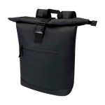 Sac à dos roll-top en cuir synthétique imperméable pour PC 15” couleur noir