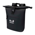 Sac à dos roll-top en cuir synthétique imperméable pour PC 15” couleur noir vue impression transfert