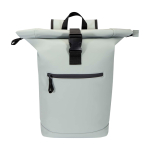 Sac à dos roll-top en cuir synthétique imperméable pour PC 15” couleur gris deuxième vue frontale