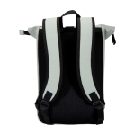 Sac à dos roll-top en cuir synthétique imperméable pour PC 15” couleur gris deuxième vue arrière