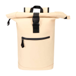 Sac à dos roll-top en cuir synthétique imperméable pour PC 15” couleur ivoire deuxième vue frontale