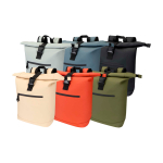 Sac à dos roll-top en cuir synthétique imperméable pour PC 15” couleur ivoire deuxième vue en couleurs