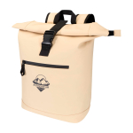 Sac à dos roll-top en cuir synthétique imperméable pour PC 15” couleur ivoire vue impression transfert