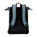 Sac à dos roll-top en cuir synthétique imperméable pour PC 15” couleur cyan deuxième vue arrière