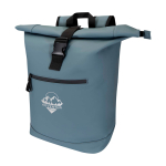 Sac à dos roll-top en cuir synthétique imperméable pour PC 15” couleur cyan vue impression transfert