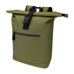 Sac à dos roll-top en cuir synthétique imperméable pour PC 15” couleur vert foncé