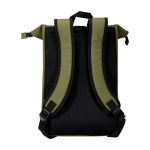 Sac à dos roll-top en cuir synthétique imperméable pour PC 15” couleur vert foncé deuxième vue arrière