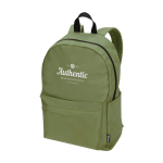 Sac à dos urbain écologique et déperlant 16 L pour PC 14” couleur vert olive vue impression transfert