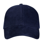 Casquette classique en velours côtelé recyclé 6 panneaux 280 g/m² couleur bleu marine deuxième vue frontale