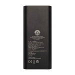Batterie externe idéale pour pc en aluminium recyclé 20 000 mAh couleur noir deuxième vue arrière