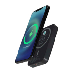 Batterie externe magnétique sans fil en plastique recyclé 5 000 mAh couleur noir