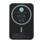 Batterie externe magnétique sans fil en plastique recyclé 5 000 mAh couleur noir deuxième vue arrière