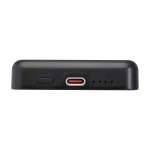 Batterie externe magnétique sans fil en plastique recyclé 5 000 mAh couleur noir vue détail 1